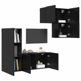 TV Cabinet Wall-mounted 4 pcs Black Oak Engineered Wood 3402766