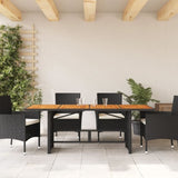 Garden Table with Acacia Wood Top Black 190x80x75 cm Poly Rattan 365600