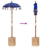 Parasol with Base Blue 95 x 95 x 260 cm Cotton and Wood 3356910