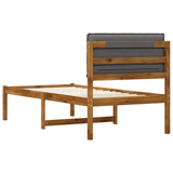 Bed Frame with Upholstered Headboard Natural and Light Grey 904275