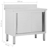 Work Table with Sliding Doors 100x50x cm Stainless Steel 51050
