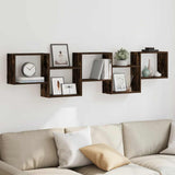 Wall Cube Shelf 5 Compartments Smoked Oak Engineered Wood 859999