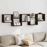 Wall Cube Shelf 5 Compartments Smoked Oak Engineered Wood 859999