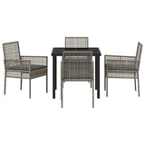 Garden Dining Set with Cushion 5 pcs Grey Poly Rattan 3379878