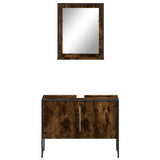 2 Piece Bathroom Cabinet Set Smoked Oak Engineered Wood 3214341