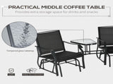 Gliding Jack and Jill Seat, with Glass-Top Table - Black T3398P323946