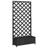 Planter with Trellis Black Solid Wood Fir 365481