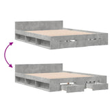 Bed Frame with Drawers without Mattress Concrete Grey 120x190 cm Small Double 3280779