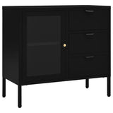 Sideboard Black Steel Medium Sideboard Rectangular Modern 336073