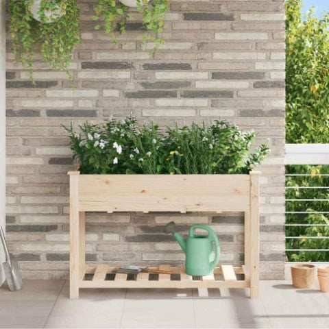 Garden Planter Beige 115 x 59 x 76.5 cm Solid fir wood 42006567