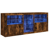Sideboard with LED Lights Smoked Oak 162x37x67 cm 3209034