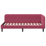 Corner Bed Frame with Headboard Wine Red 90 x 190 cm Velvet 42016600