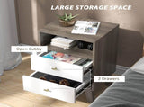 Industrial-Scandinavian Mix Bedside Table, with Drawers and Shelf T3398P328341