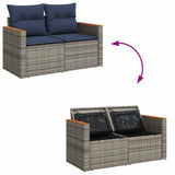 6 Piece Garden Sofa Set with Cushions Grey Poly Rattan Acacia 3328111