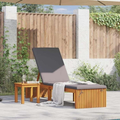 Sun Lounger Reclining Brown 200 x 55 x 94cm Solid Acacia wood 4108116