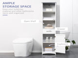Tall Bathroom Storage Cabinet with 3 Tier Shelf, Cupboard, Drawer, Door, Freestanding Linen Tower, T3398P342430