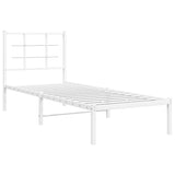 Metal Bed Frame without Mattress with Headboard White 80x200cm 355601