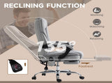 Massage Office Chair, Heated Reclining Computer Chair with Adjustable Height and Footrest, Grey T3398P377447