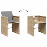 11 Piece Garden Dining Set with Cushions Mix Beige Poly Rattan 3211116