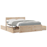 Bed with Drawers and Mattress 140x200 cm Solid Wood Pine 3281898