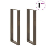 Bar Table Legs U-Shaped 2 pcs Natural Steel 40x cm Steel 4013231