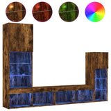 4 Piece TV Wall Units with LED Smoked Oak Engineered Wood 3216651