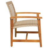 Garden Chairs 2 pcs Beige Poly Rattan and Acacia Wood 367597