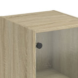 Highboard with Glass Door Sonoma Oak 35x37x142 cm 836443
