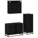ZNTS 3 Piece Bathroom Furniture Set Black Engineered Wood 3300970