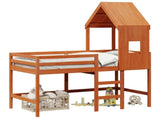 Loft Bed Frame Wax Brown 90 x 190 cm Solid Pine Wood 3422776