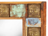 Mirror with Buddha Cladding 50x50 cm Solid Reclaimed Wood 321813
