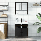 ZNTS 2 Piece Bathroom Furniture Set Black Engineered Wood 3214655