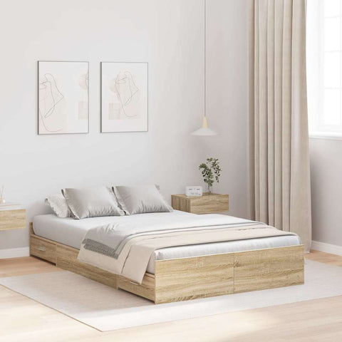 Storage Bed Frame Sonoma oak 120 x 200 cm Engineered wood 3335303