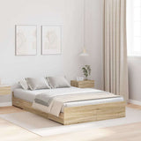 Storage Bed Frame Sonoma Oak 120 x 190 cm Engineered Wood 3335327
