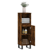 Bathroom Cabinet Smoked Oak 30x30x100 cm Engineered Wood 831569