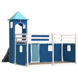 Bunk Bed without Mattress with Slide and Curtains Blue 90x190 cm Single 3284210