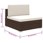 ZNTS 6 Piece Garden Lounge Set with Cushions Poly Rattan Brown 41268
