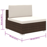 ZNTS 6 Piece Garden Lounge Set with Cushions Poly Rattan Brown 41268