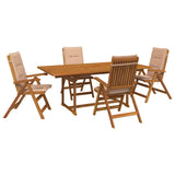 5-Piece Garden Dining Set Natural Solid Acacia Wood 3434496