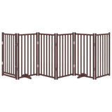 Dog Gate with Door Foldable 6 Panels Brown Oak 300 cm Solid Wood Fir 352295