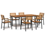 7 Piece Garden Dining Set Solid Wood Acacia and Metal 3155419