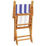 3 Piece Bistro Set Blue and White Fabric and Solid Wood 3281813