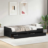 Bed Frame with Drawer Black Oak 90 x 190 cm Solid Pine Wood 3403209