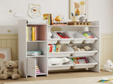 Toy Storage Unit with 8 Removable Bins, Storage Shelves, Cabinet, White T3398P421972
