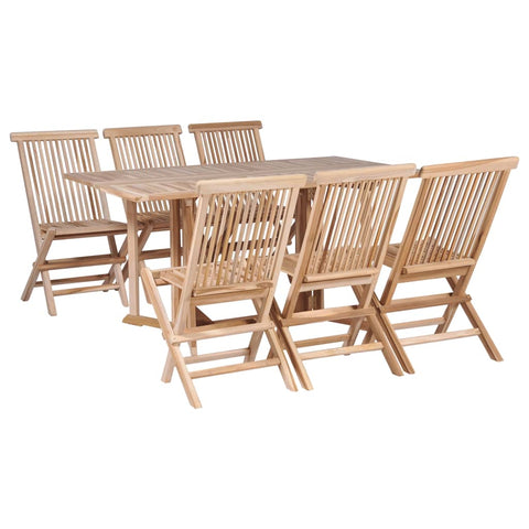 7 Piece Folding Outdoor Dining Set Solid Teak Wood 44661