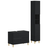 2 Piece Bathroom Cabinet Set ARNHEM Black Engineered Wood 3417523