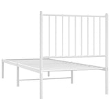 Metal Bed Frame without Mattress with Headboard White 75x190cm 350921
