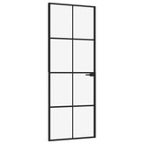 Interior Door Black 76x201,5 cm Tempered Glass&Aluminium Slim 153662