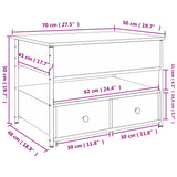 ZNTS Coffee Table Black 70x50x50 cm Engineered Wood and Metal 845381
