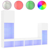 4 Piece TV Wall Units with LED White Engineered Wood 3216647
